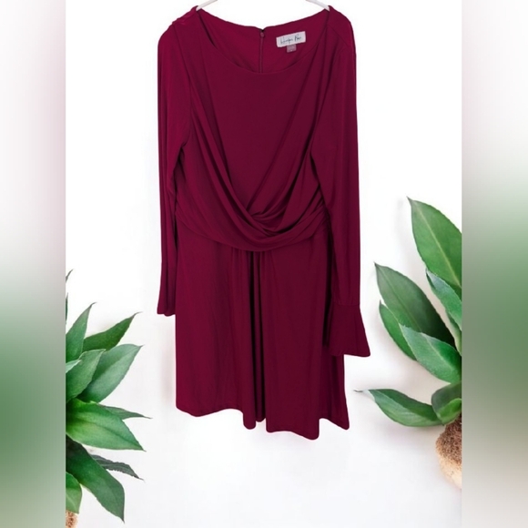 Harper Rose Bell Sleeve Dress Size 14 Color Burgundy (EUC) - Picture 3 of 14